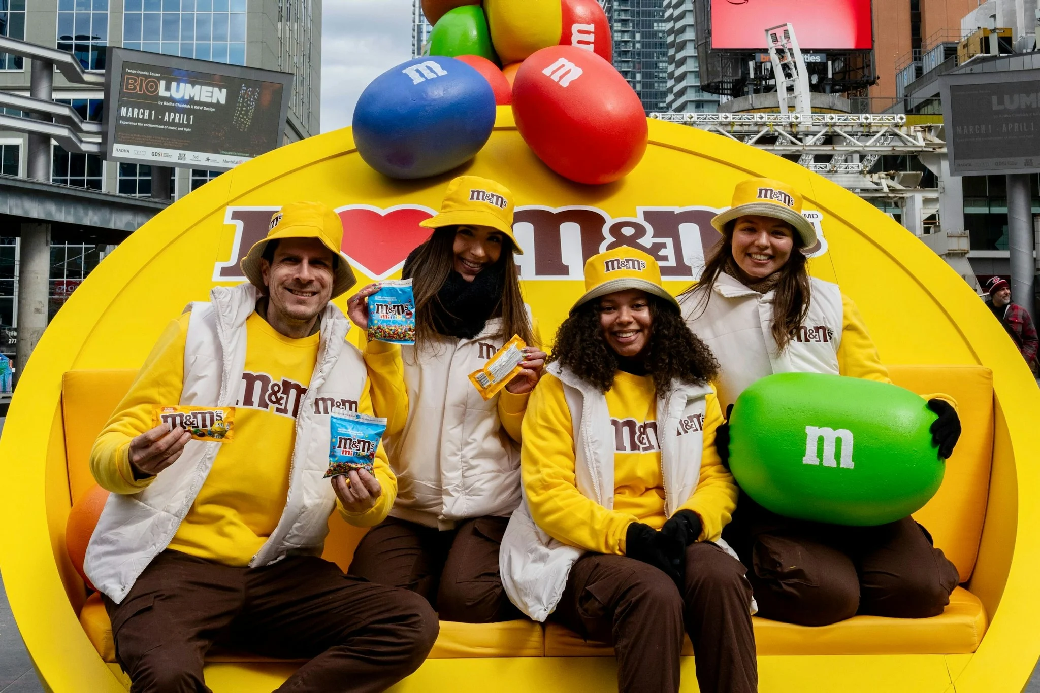 Falling M&M's.